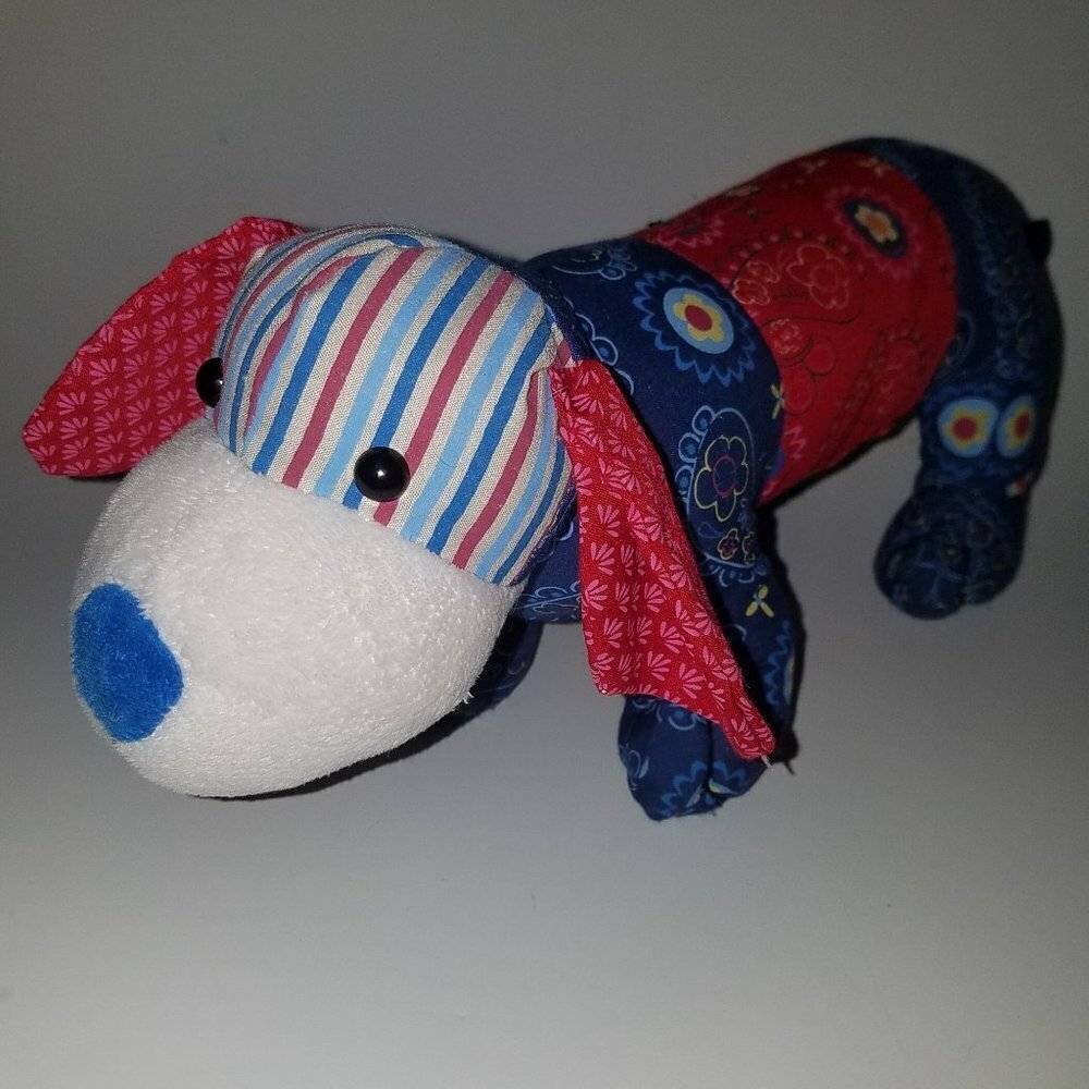 Daschie GANZ Puppy Dog Plush Red Blue Paisley 16" Long Stuffed Animal Lovey Toy